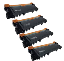 Brother TN-660 Laser Toner Cartridge - High Yield - Black - Pack of 4
