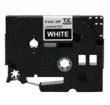 Brother TZE-325 - White on Black Laminated Tape for P-touch Label Makers - 9 mm wide x 8 m long