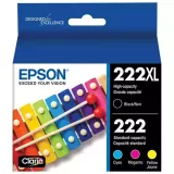 ~Brand New Original Epson T222XL-BCS High Yield Black Cyan Magenta Yellow Ink / Inkjet Set
