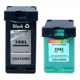 HP CB336WN / CB338WN (74XL/75XL) Black Tri-Color High Yield Ink Cartridge Combo Pack