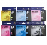 ~Brand New Original EPSON T048 INK / INKJET Cartridge Set Black Cyan Yellow Magenta Light Cyan Light Magenta