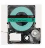Epson 12MM 1/2” Black on Green Cassette Label 8M / 26.2FT