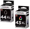 ~Brand New Original LEXMARK 18Y0143 / 18Y0144 #43XL / #44XL INK / INKJET Cartridge Combo Pack Black Tri-Color High Yield