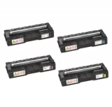 RICOH SP C250 (C250A) Laser Toner Cartridge Set Black Cyan Magenta Yellow