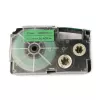 Casio Black on Green Cassette Label Tape 12MM / 1/2” - 8M / 26’